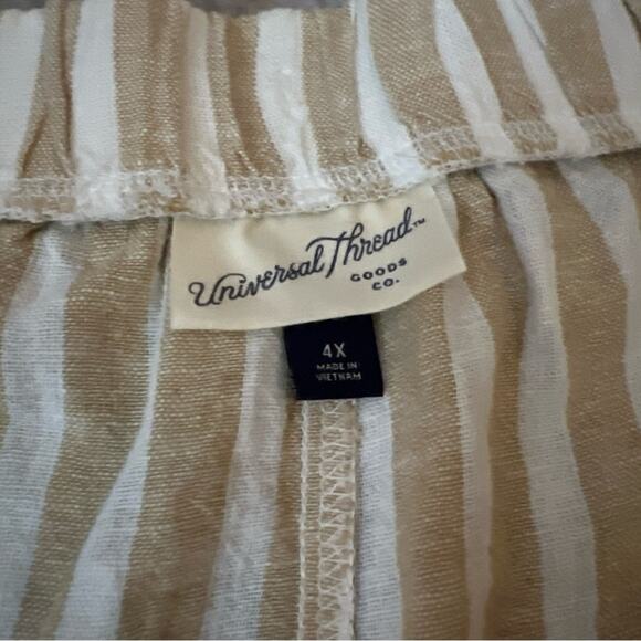 Universal thread High-Rise Linen Pull-On Shorts - Tan Striped 4X - Picture 5 of 5